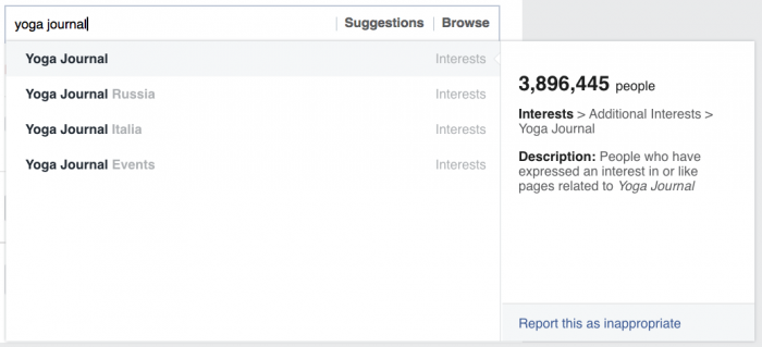interest dalam facebook ads