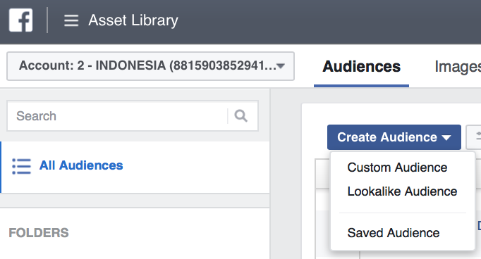 masuk ke dalam audiences facebook ads