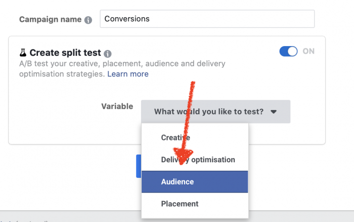 Menggunakan Fitur Split Testing yang Asli dari Facebook Ads